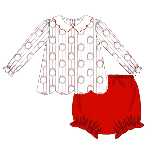 Red Wreath Bloomers Set