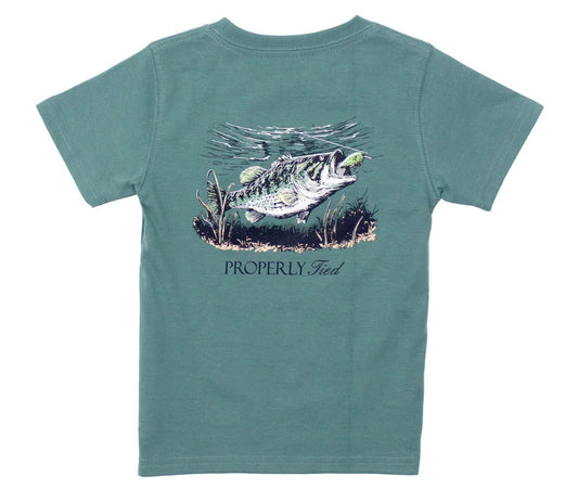Boys Set The Hook Marine Green Tee