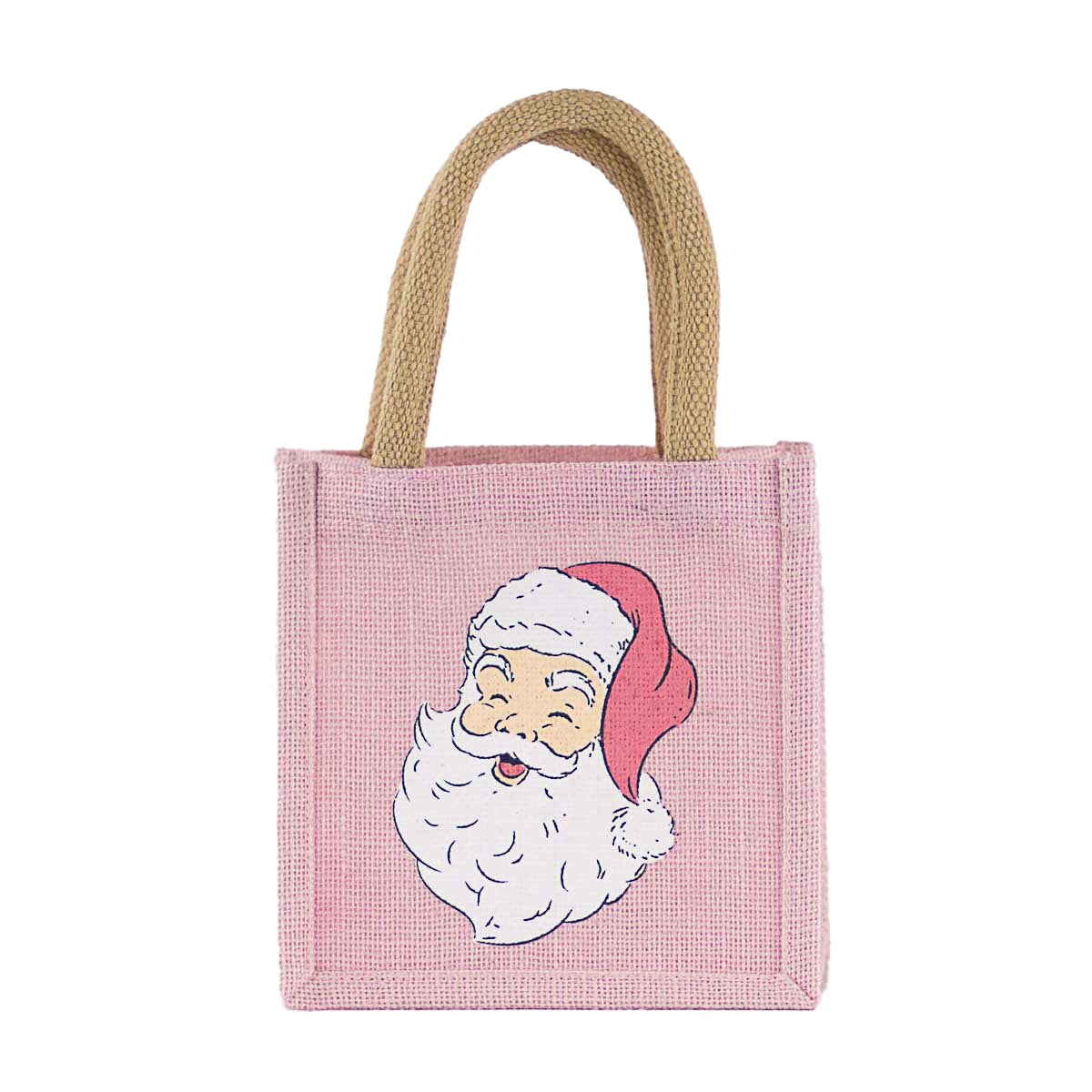 HoHoHo Santa Petite Gift Tote Light Pink/White