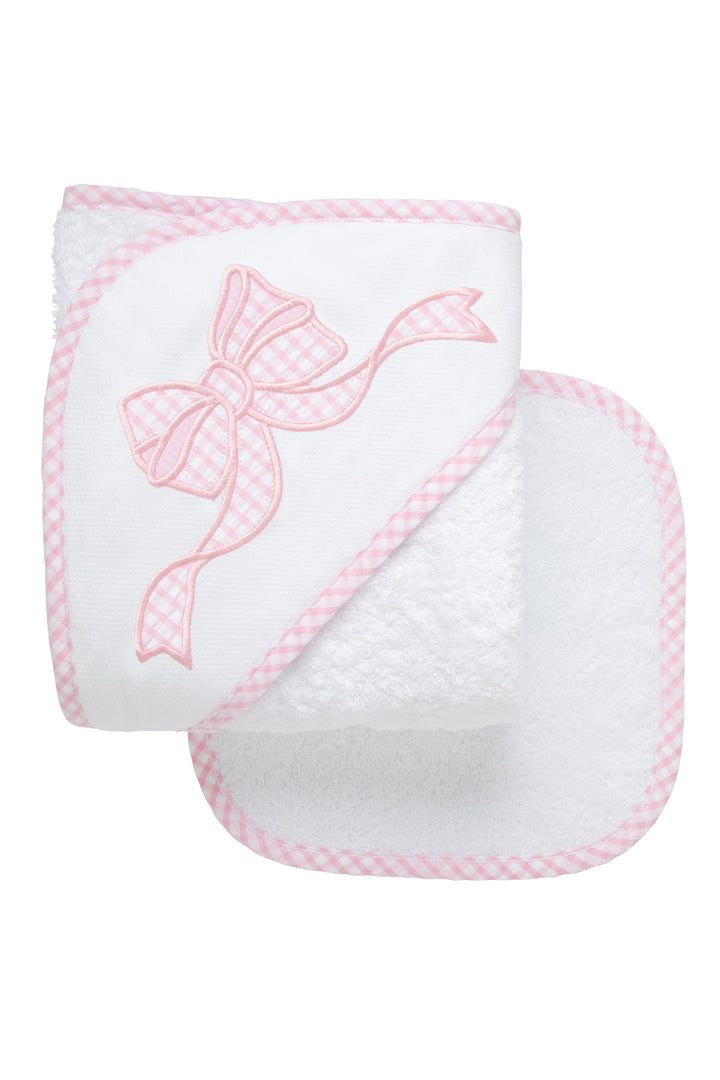 Bow Appliqué Hooded Towel & Washcloth Set