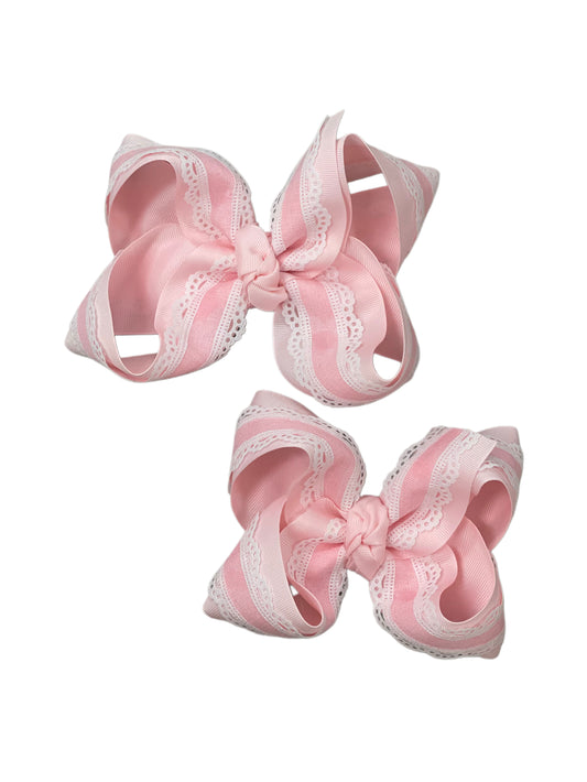2 Layer Pink Scalloped Bow