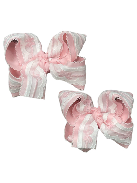3 Layer Pink Bow Lace Bow