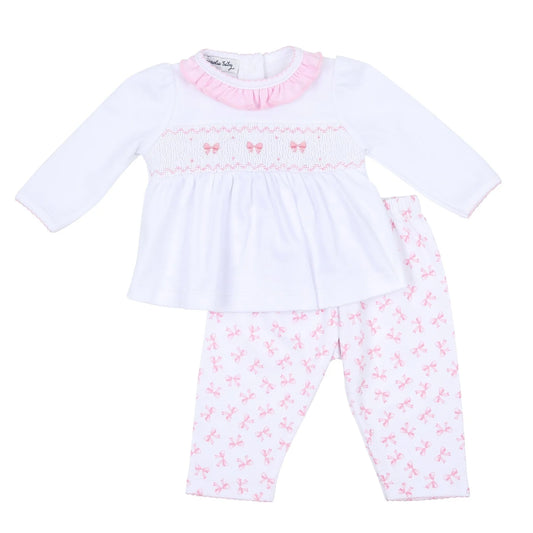 Baby Bows Smocked 2pc Pant Set