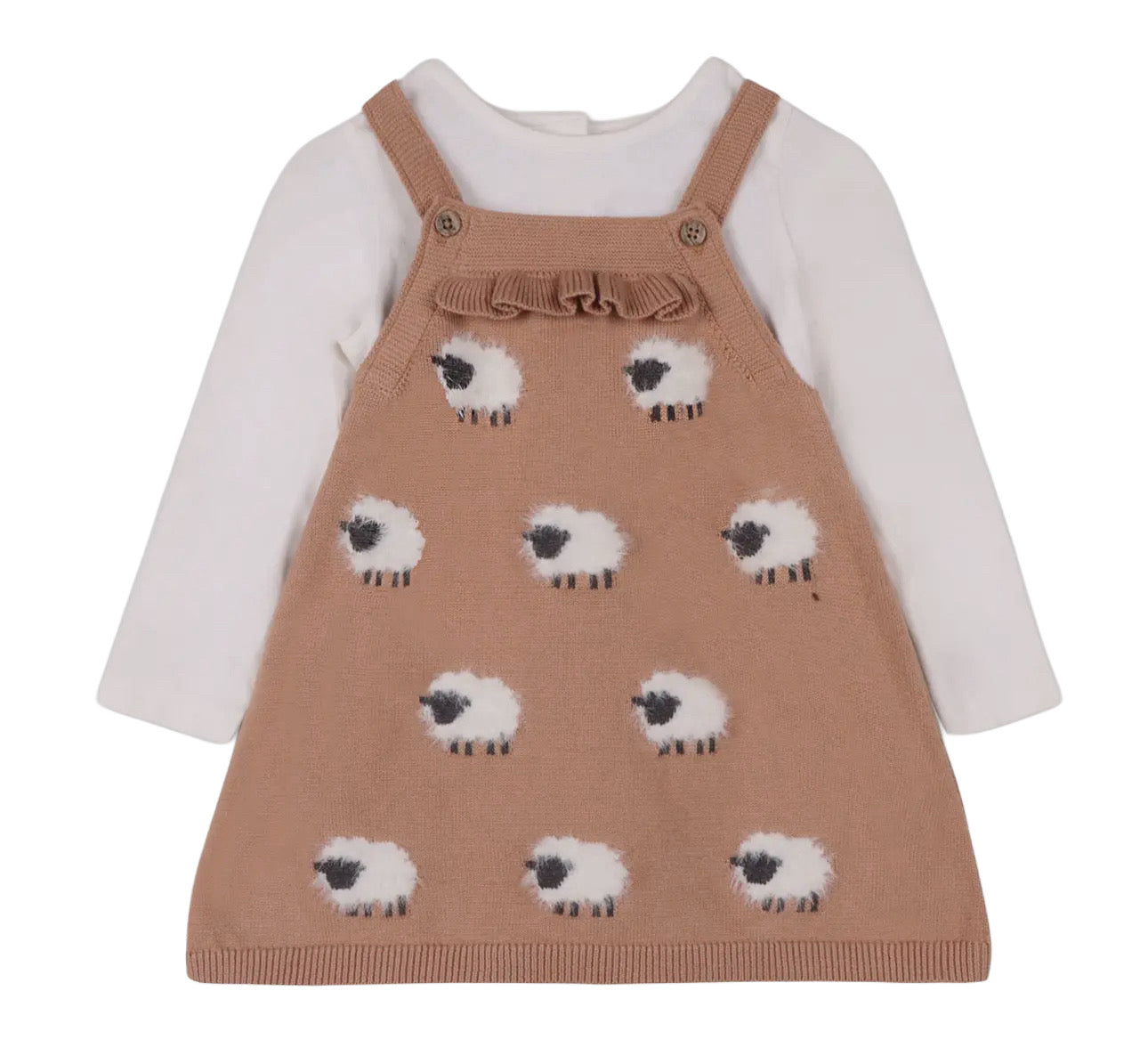 Sheep Jacquard Knit Baby Tunic Dress