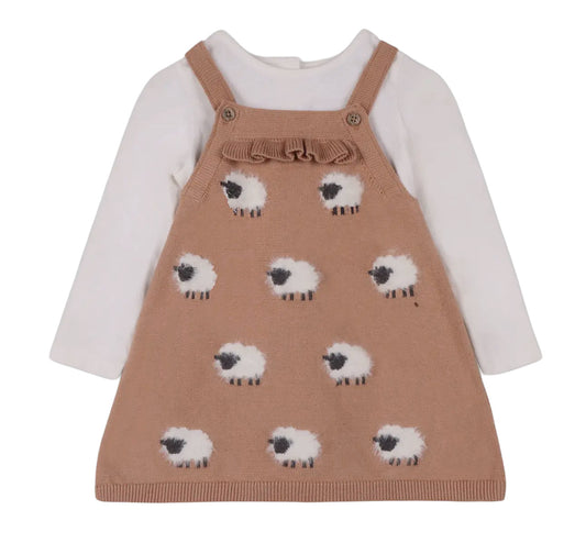 Sheep Jacquard Knit Baby Tunic Dress