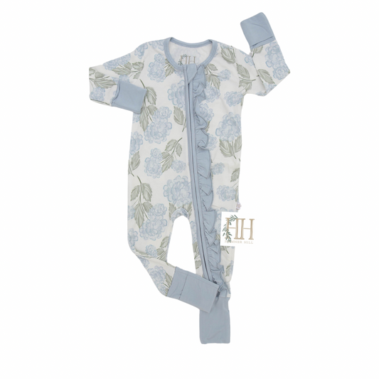 Girls Garden Party Double Zipper Ruffle Romper
