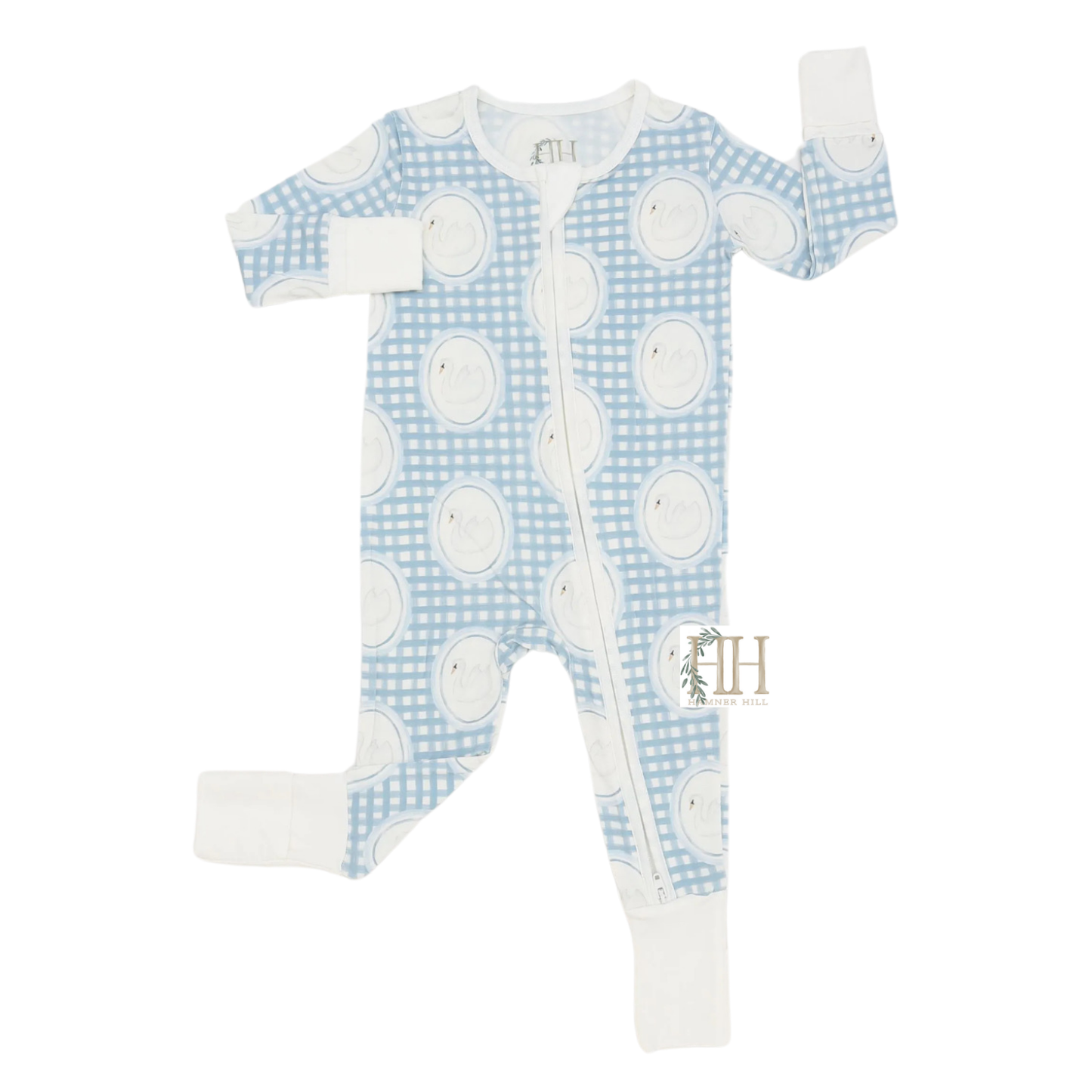 Boys Swan Double Zipper Romper