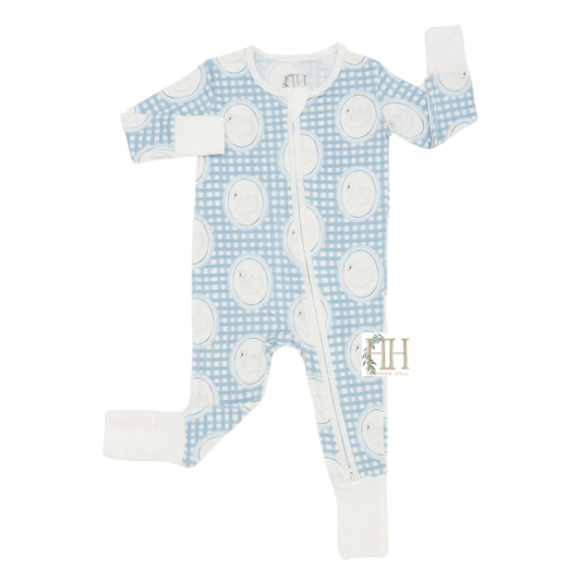 Boys Swan Double Zipper Romper