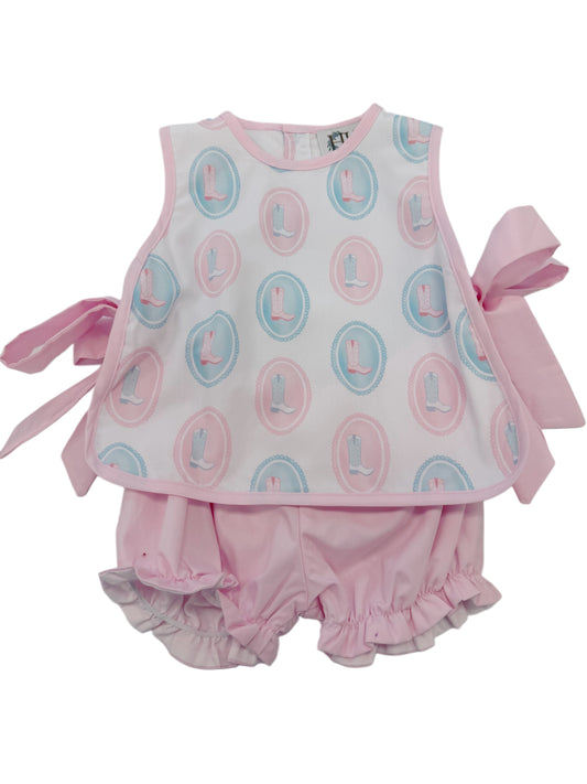 Girls Oval Boot Side Tie Bloomer Set