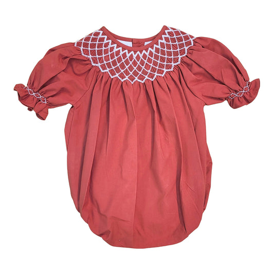 Catherine Pearl Red Smocked Bubble