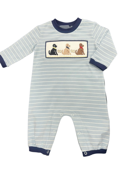 Playful Pups Smocked Boys Romper