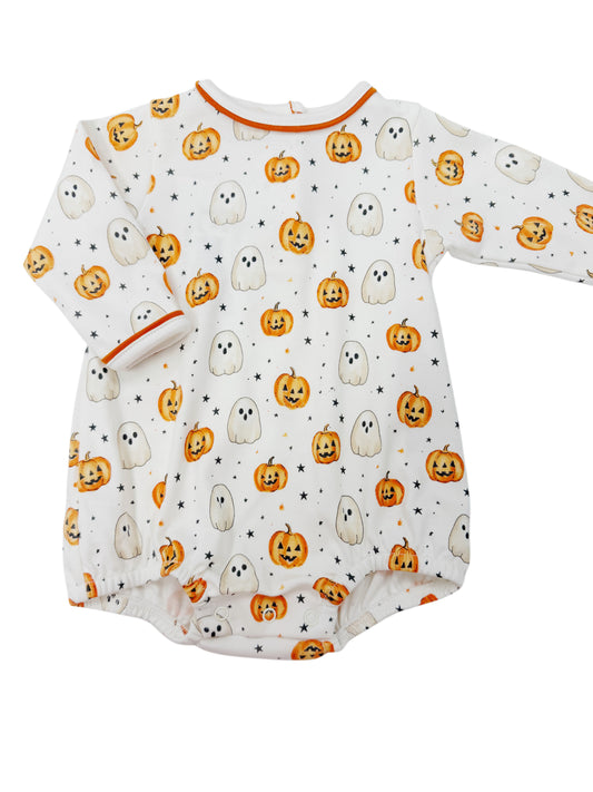 Pumpkin and Boo Long Sleeve Boy Bubble