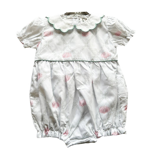 Girls Pumpkin Trellis Scalloped Collar Bubble