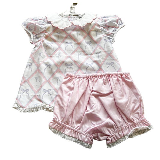 Girls Ribbons and Bows Top and Bloomers Set