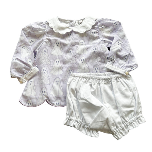 Girls Purple Floral Ghosts Bloomer Set