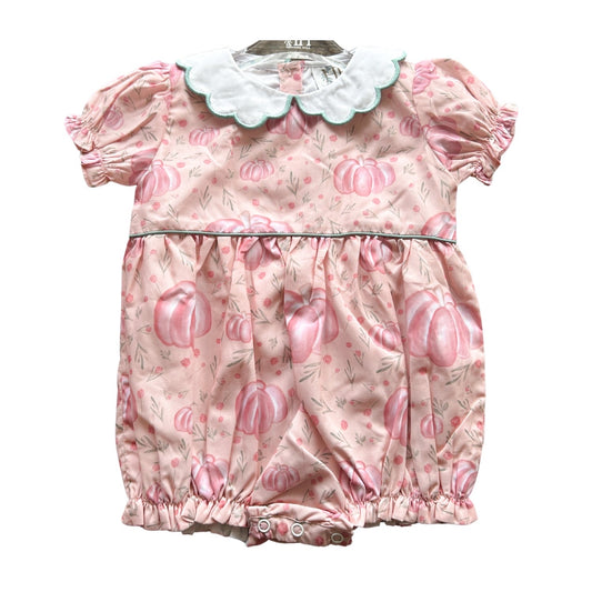 Girls Floral Pumpkin Scalloped Collar Bubble