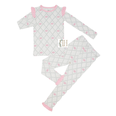 Girls Pink Trellis Pumpkins Loungewear Set