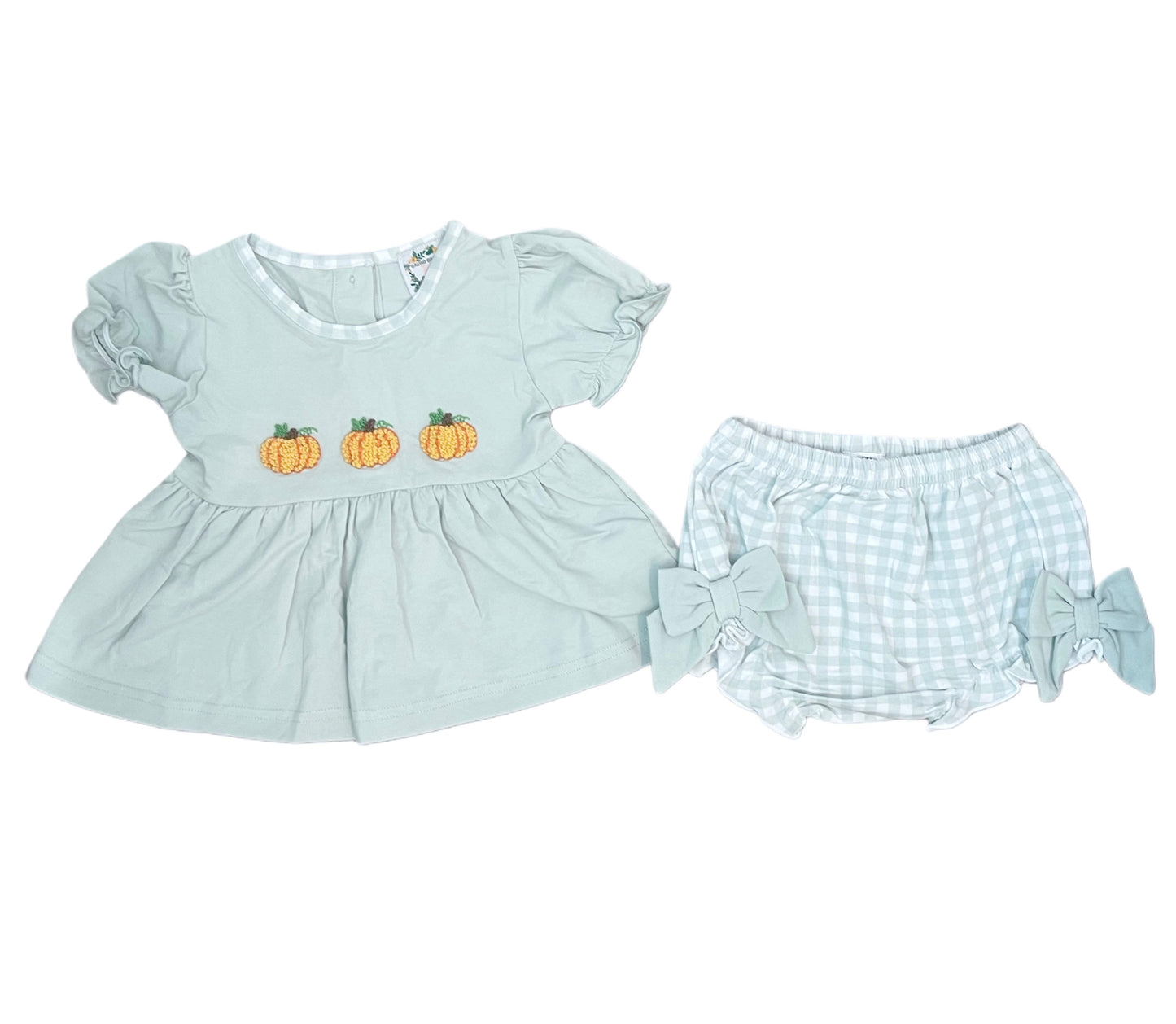 GIRLS FRENCH KNOT PUMPKIN TRIO BLOOMER SET