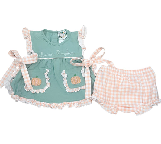 GIRLS FRENCH KNOT PUMPKIN BLOOMER SET