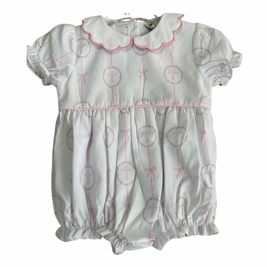 Pink Cross Scolloped Collar Bubble