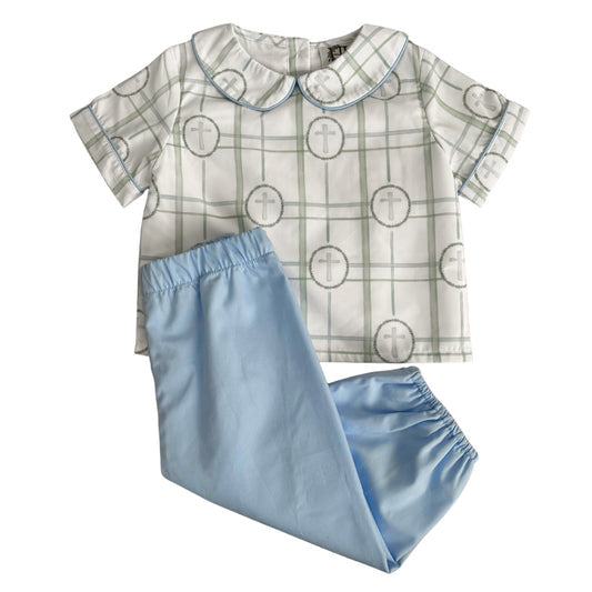 Blue Cross Peter Pan Top and Pants Set