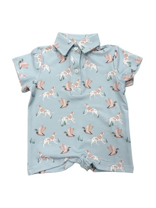 BOYS HUNTING DOG POLO ROMPER