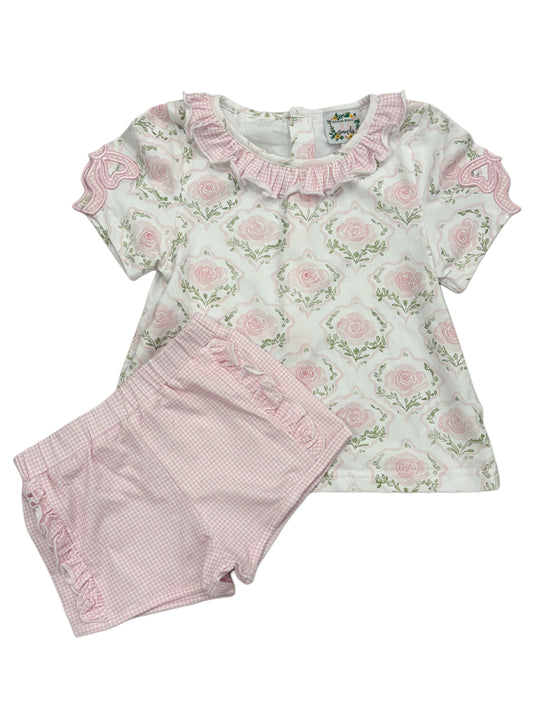 GIRLS STRIPES & ROSES
KNIT SHORT SET
