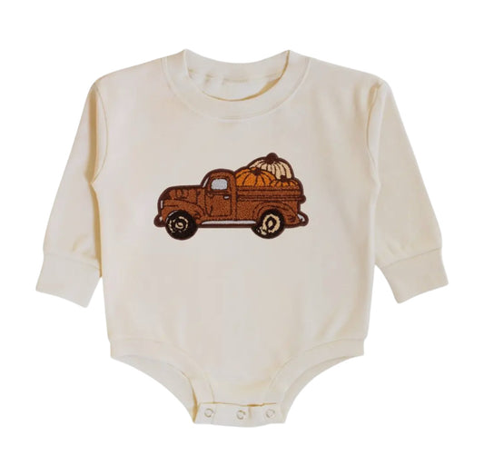Fall Truck Patch Long Sleeve Bubble