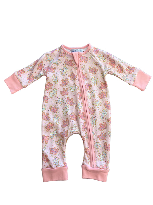 Pink Animal Crackers Zip Playsuit