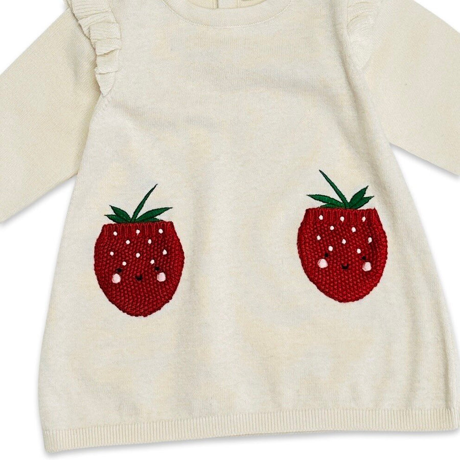 Strawberry Embroidered Pocket Ruffle Baby Dress