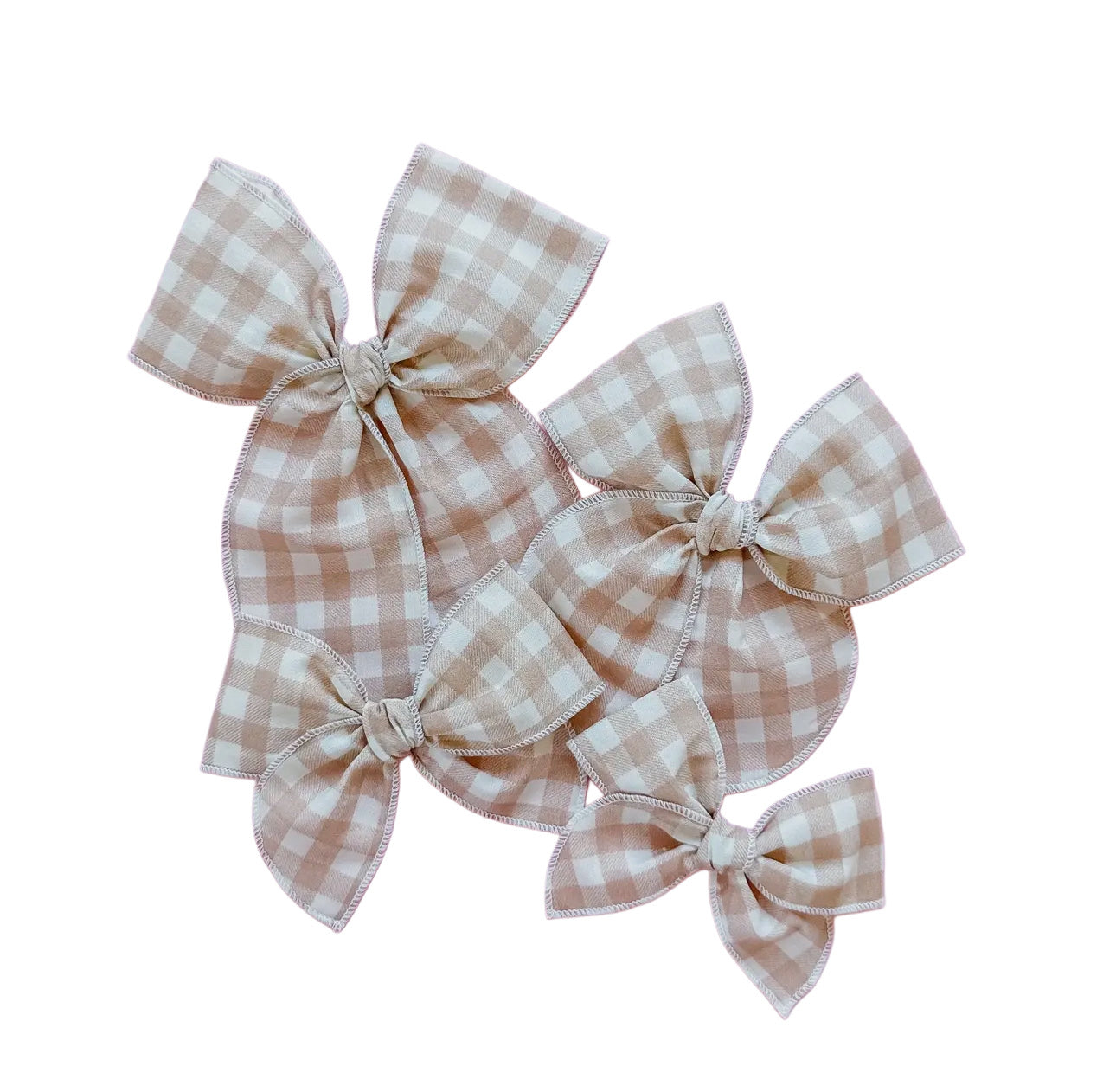 Beige & White Gingham Bow