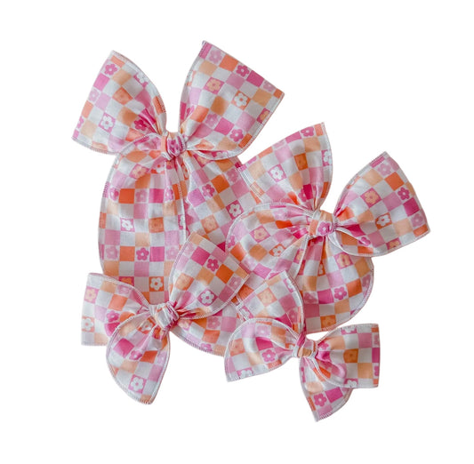 Floral Checkered Bow