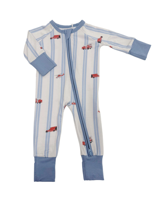 Fire Trucks Zipper Pajamas
