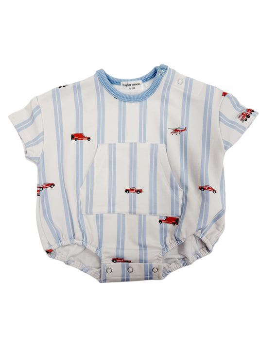 Fire Trucks Terry Romper