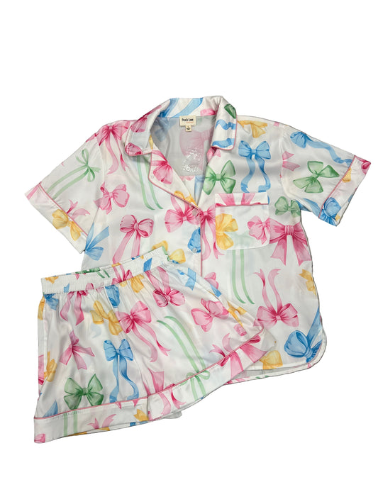 Satin Rainbow Ribbon PJ Short Set