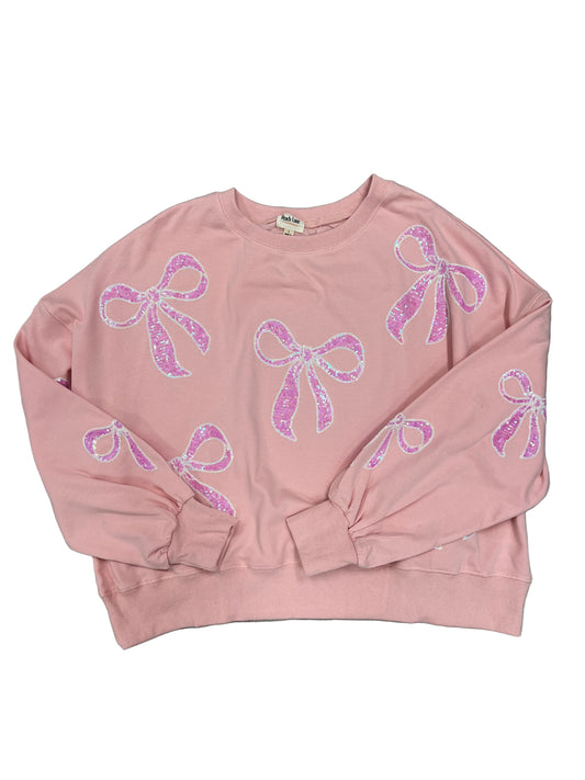Pink Sequin Bow Sweatshirt