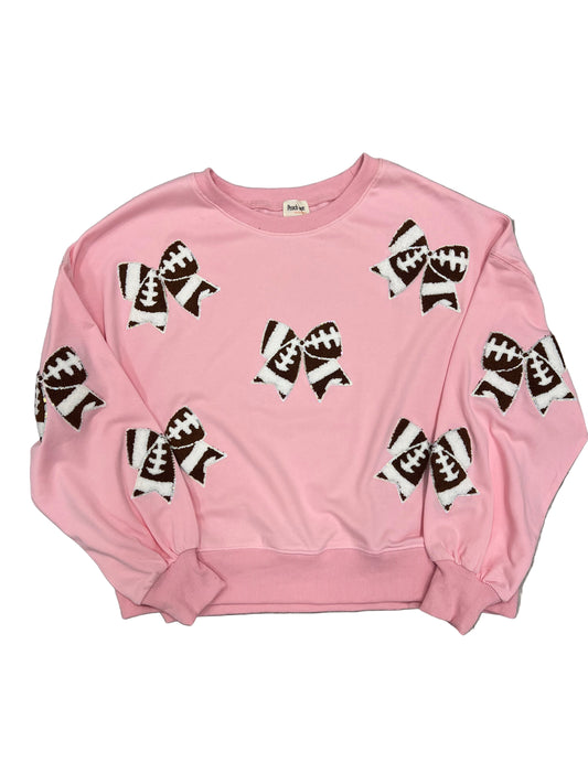 Pink Football Bow Patch Sweatshirt