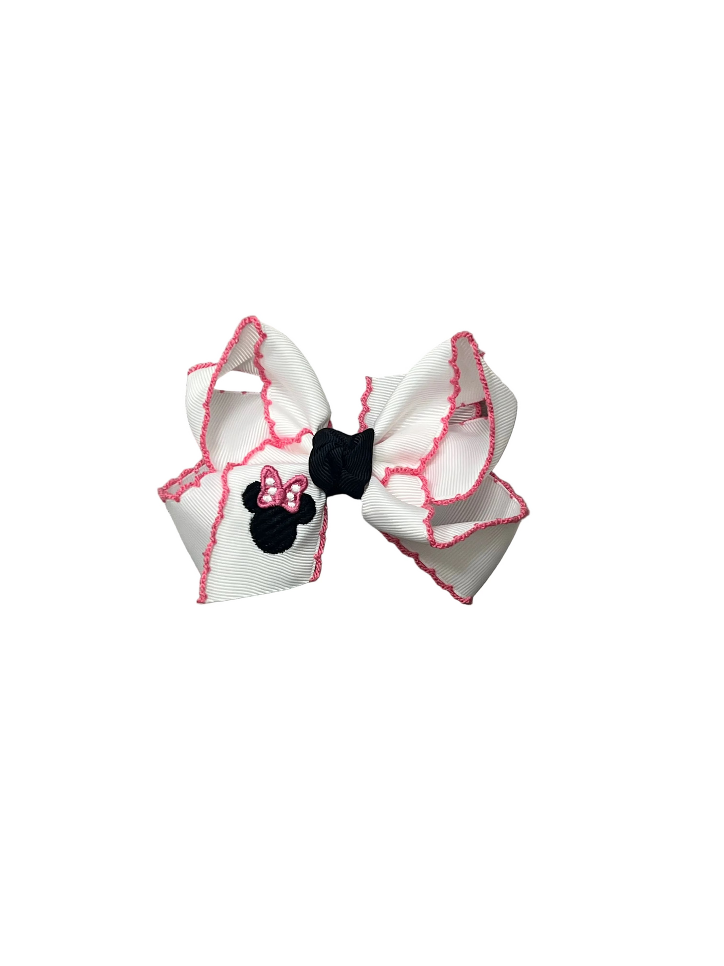 Embroidered Mouse Crochet Edge Bow