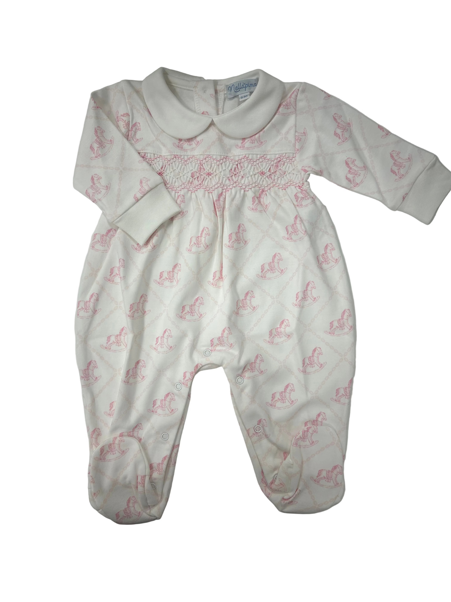 Pink Rocking Horse Smocked Footie