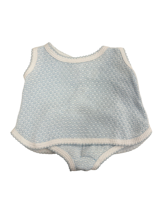 Knit Sleeveless Set Blue and White Pinstripe