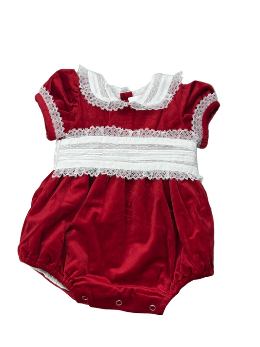 Red Velvet Sash Waist Bubble