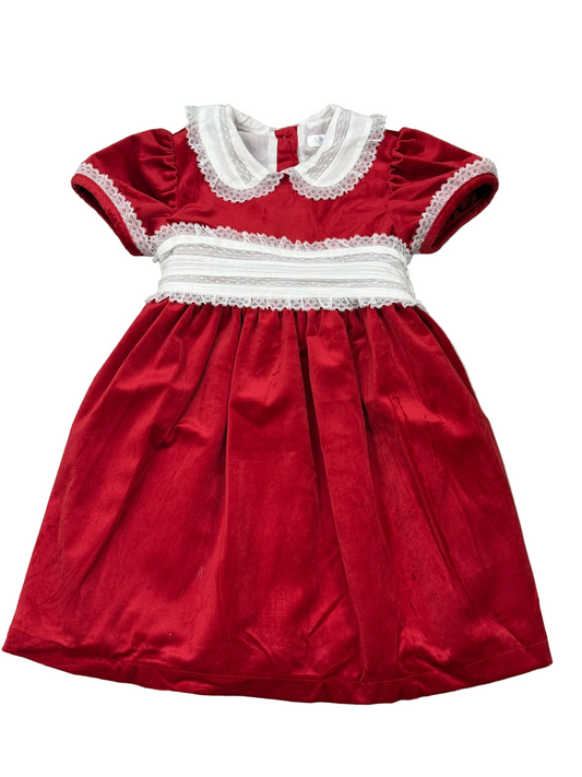 Red Velvet Sash Waist Dress