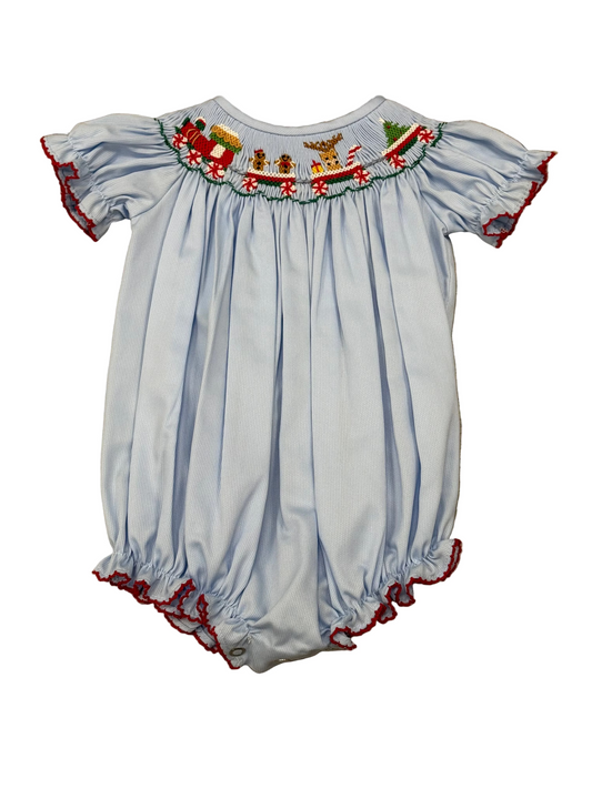 Christmas Train Smocked Bishop Bubble
