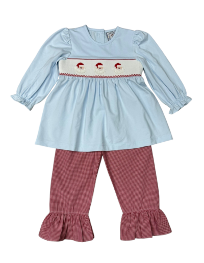 Santa Smocked Ruffle Pant Set