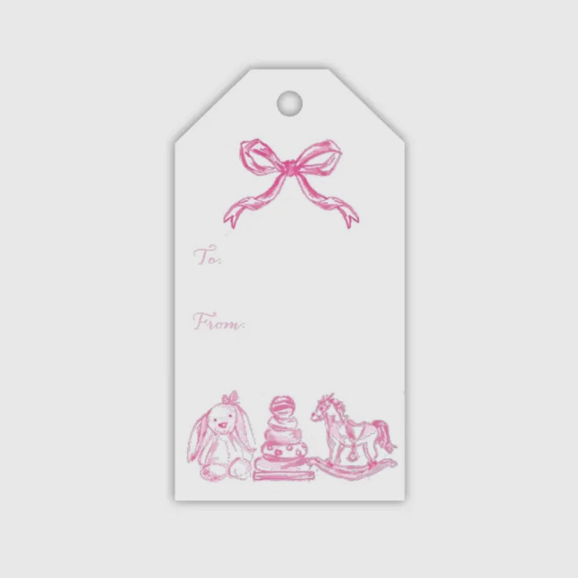 Hand Painted Pink Baby Toille Gift Tag