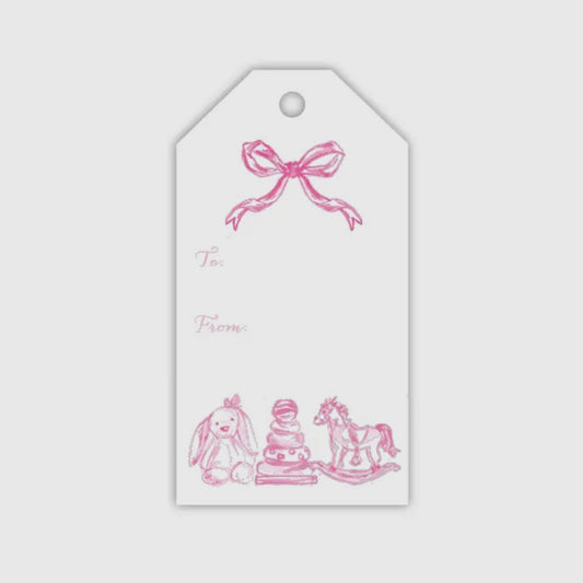 Hand Painted Pink Baby Toille Gift Tag