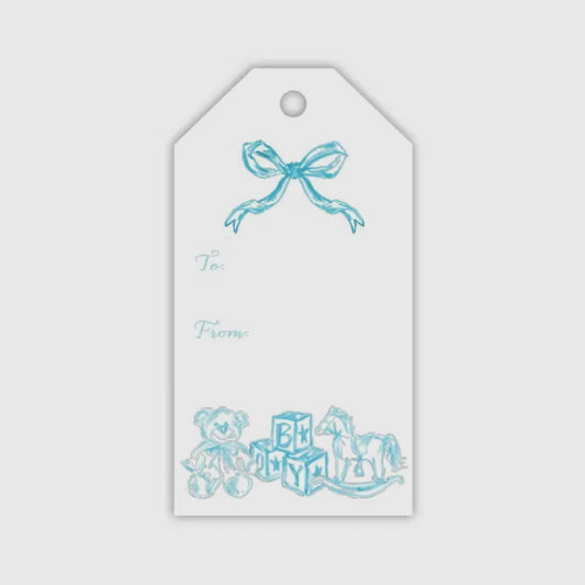 Hand Painted Blue Baby Toille Gift Tag