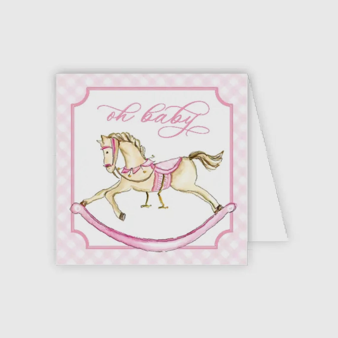 Hand Painted Oh Baby Rocking Horse Enclosure Card