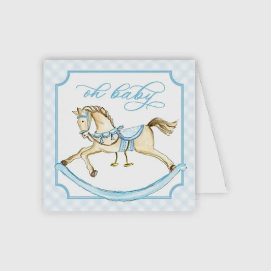 Hand Painted Oh Baby Rocking Horse Enclosure Card