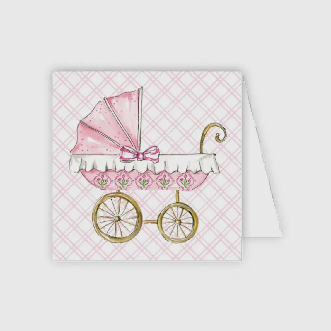 Hand Painted Baby Carriage Enclosure Card